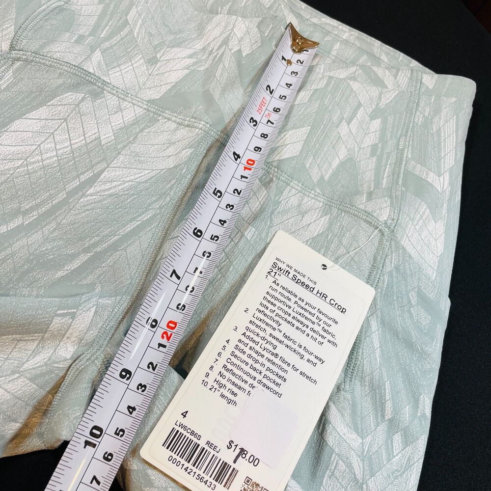~ NEW! Sz 4 Lululemon Swift Speed High-Rise Crop, 21" Light Gray Green Blue Lulu - Picture 4 of 16